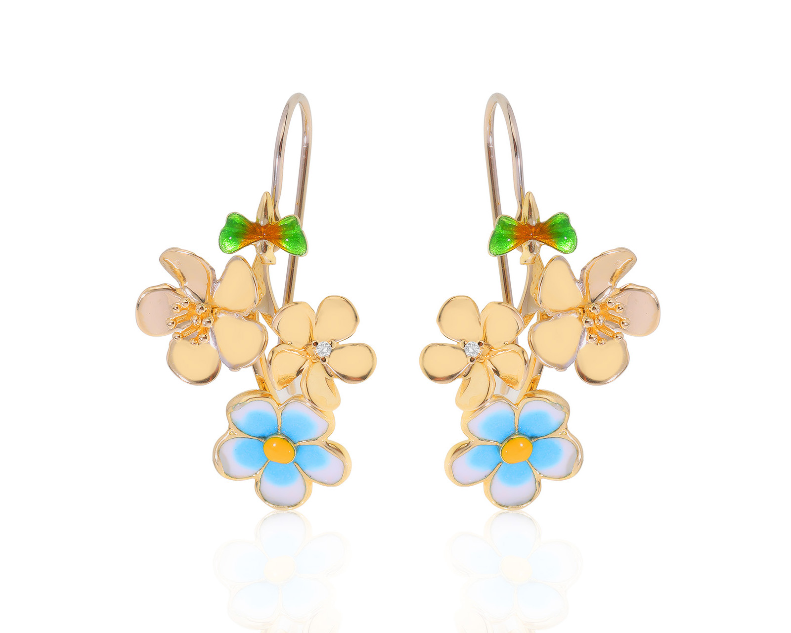 Оригинальные золотые серьги с эмалью Roberto Bravo 111222/12