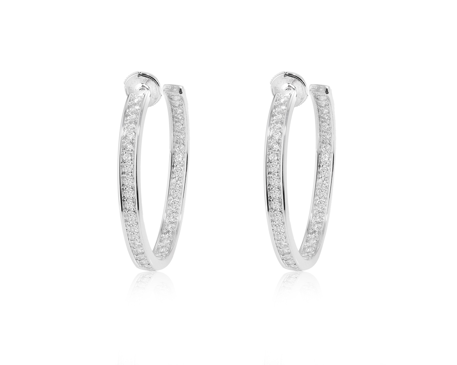 Оригинальные золотые серьги с бриллиантами 2.75ct Cartier Hoop 170721/КМ15
