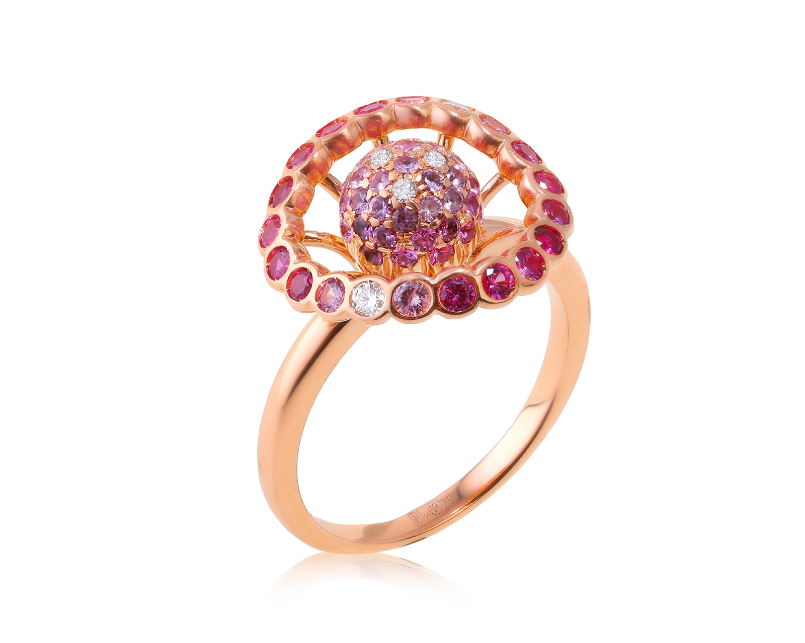 Оригинальное золотое кольцо с розовыми сапфирами 0.65ct Boucheron Ma Jolie 010423/6