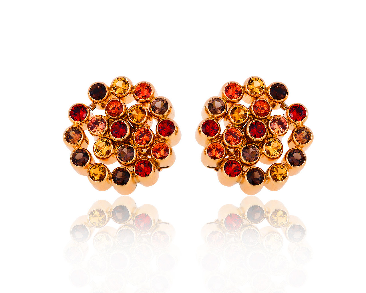 Оригинальные золотые серьги с цветными камнями De Grissogono