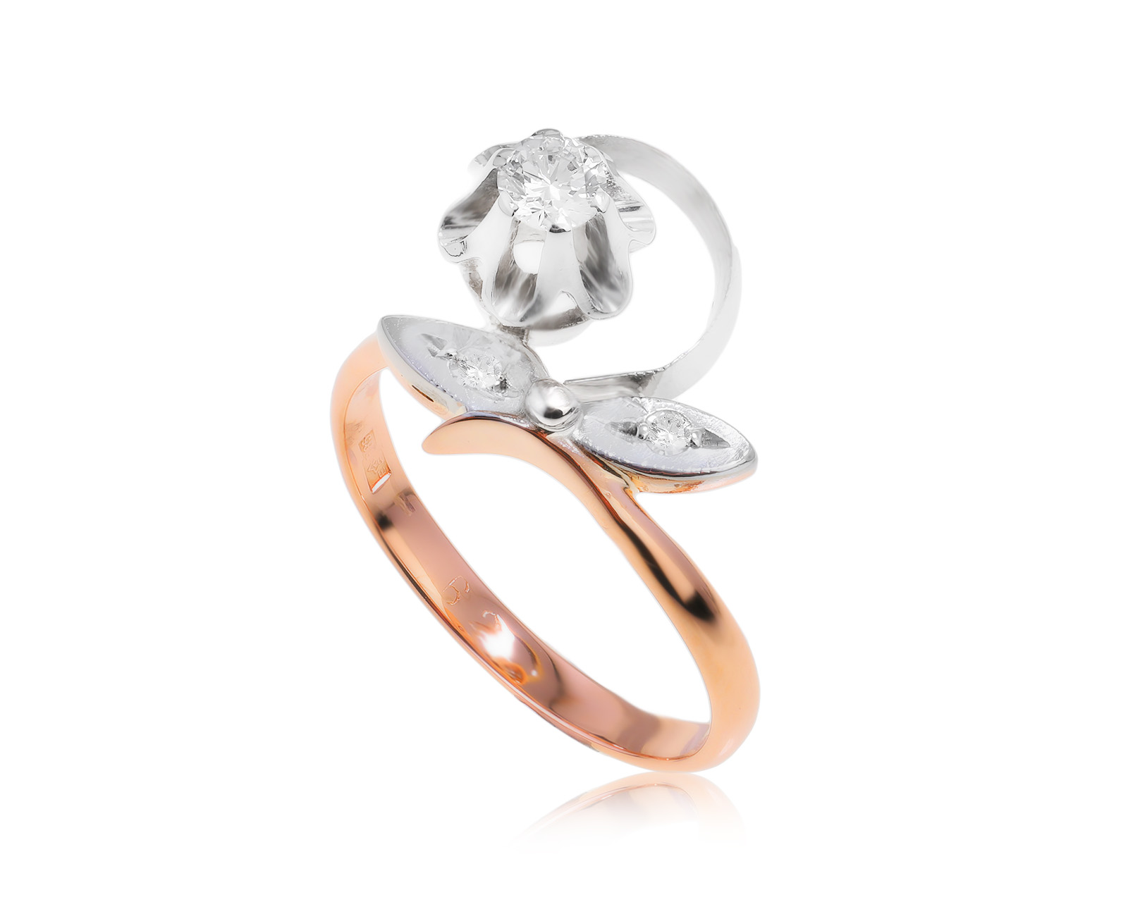 Золотое кольцо с бриллиантами 0.19ct СССР 140424/9