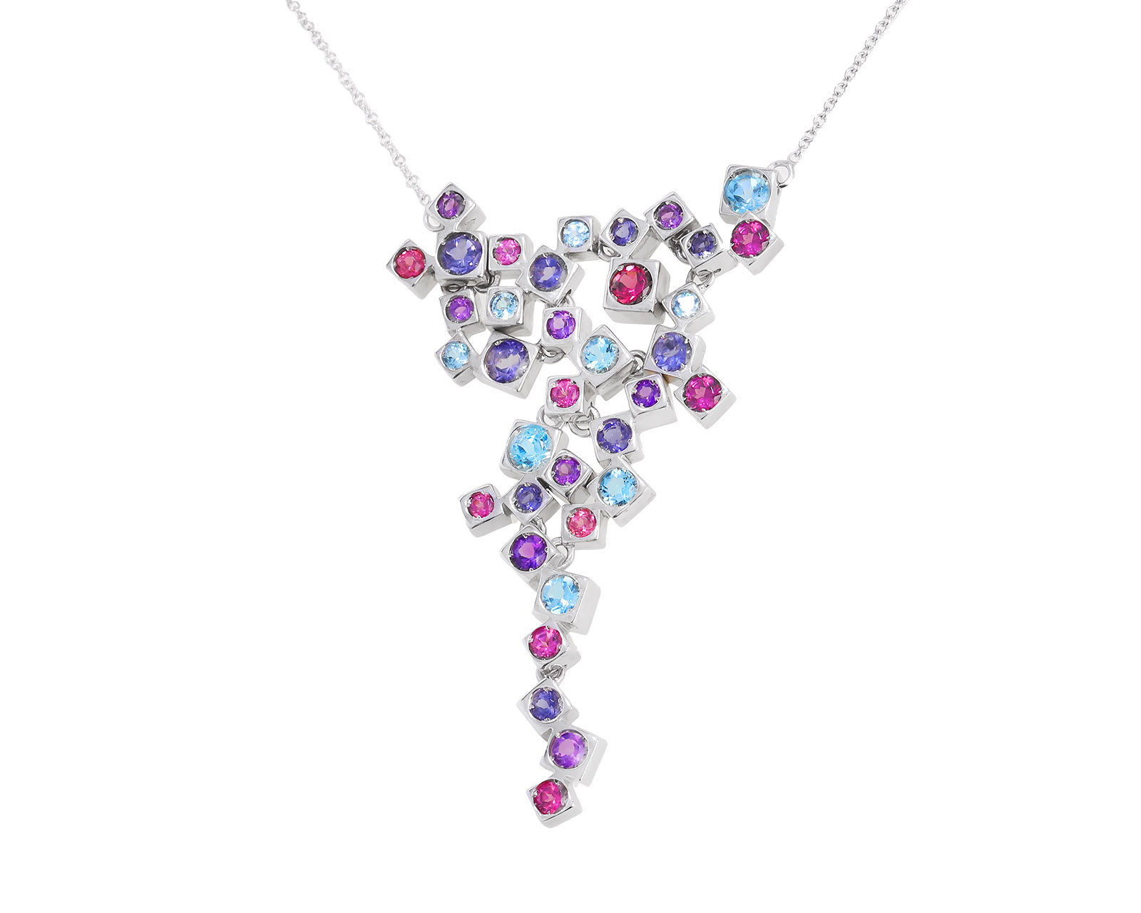 Оригинальное золотое колье с цветными камнями Pasquale Bruni 280322/3