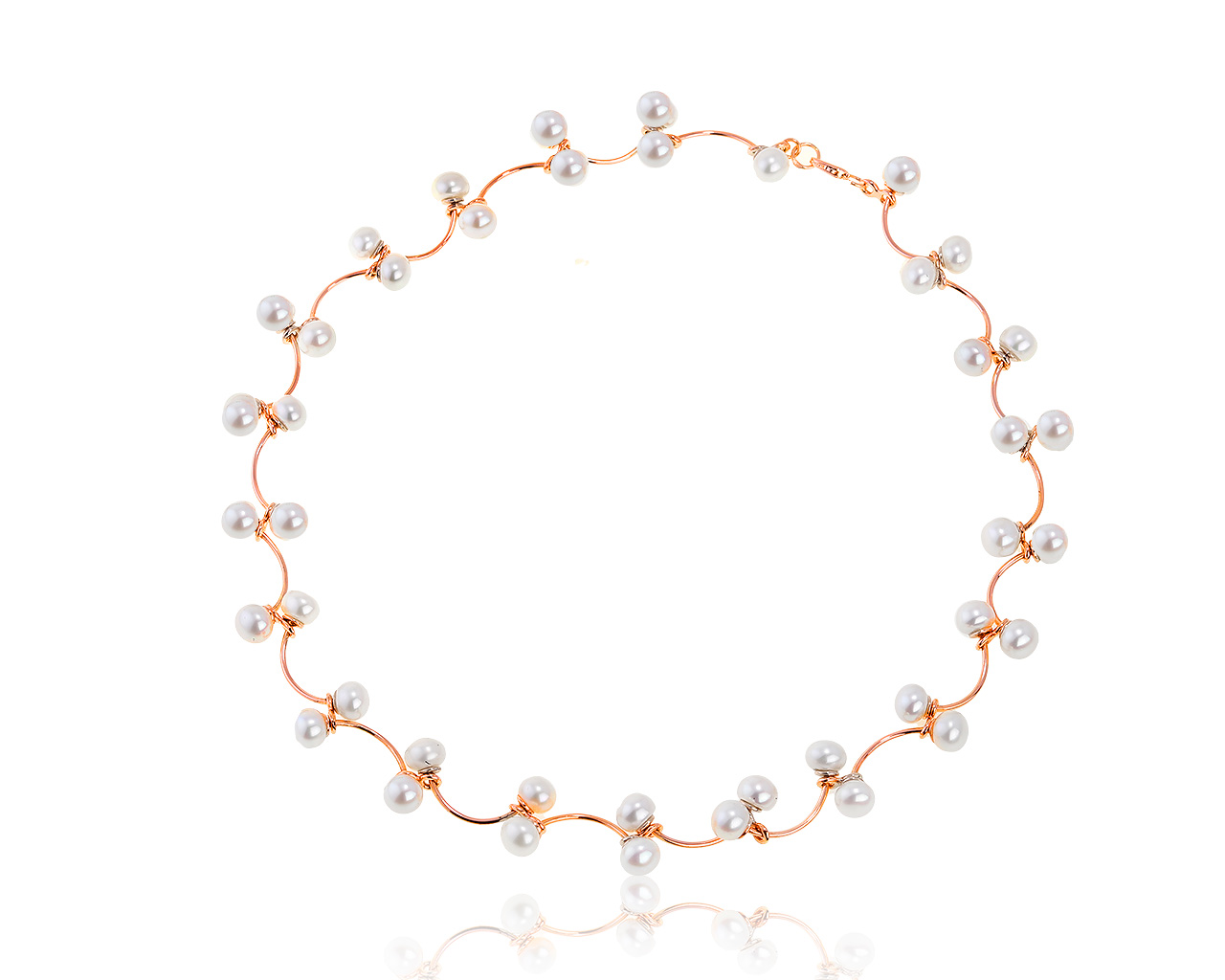 Волшебное золотое колье с жемчугом 7 мм 130421/4