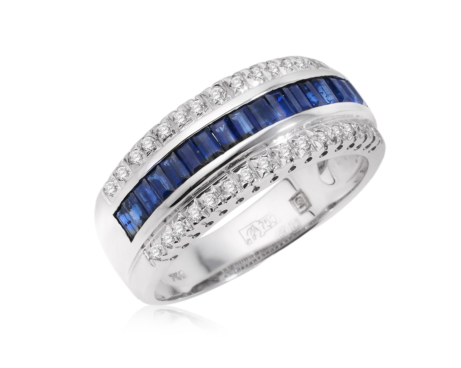 Золотое кольцо с сапфирами 0.60ct и бриллиантами 0.18ct