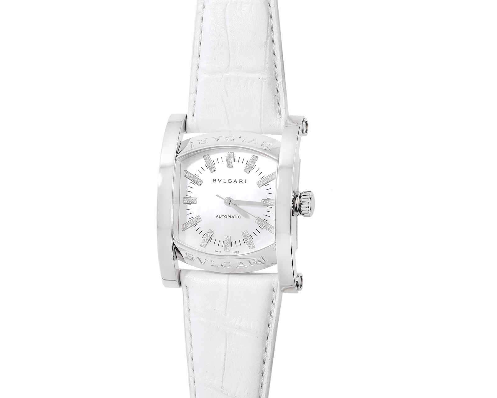 Оригинальные стальные часы с бриллиантами 0.16ct Bvlgari Assioma Automatic