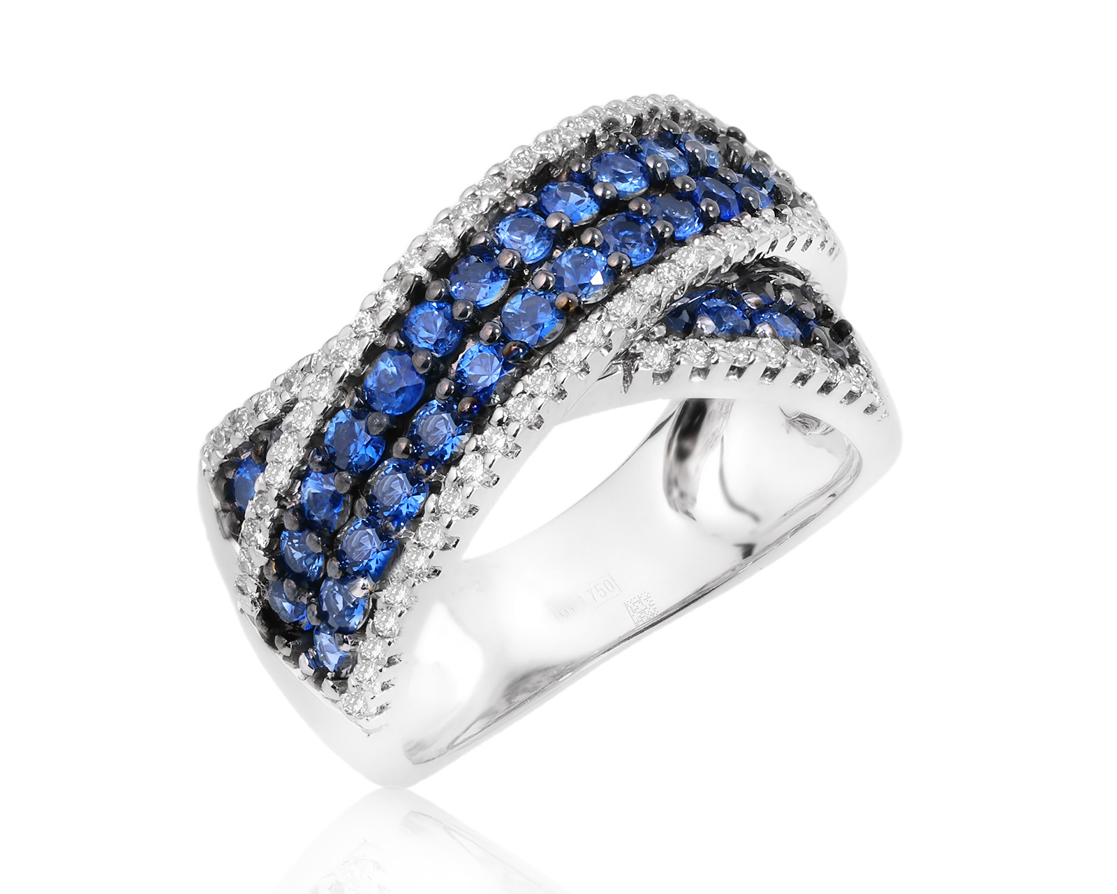 Золотое кольцо с сапфирами 1.72ct и бриллиантами 0.33ct 231025/10