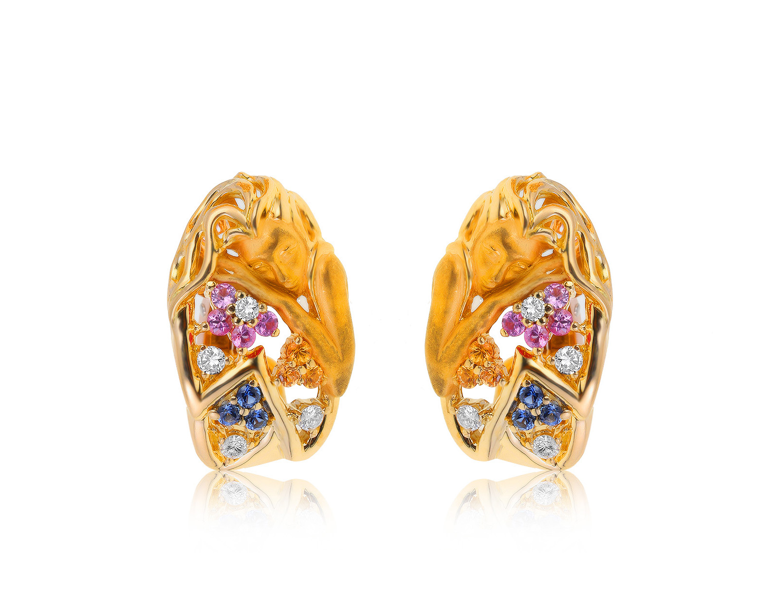 Оригинальные золотые серьги с сапфирами 0.82ct Magerit Ninfas 070721/6