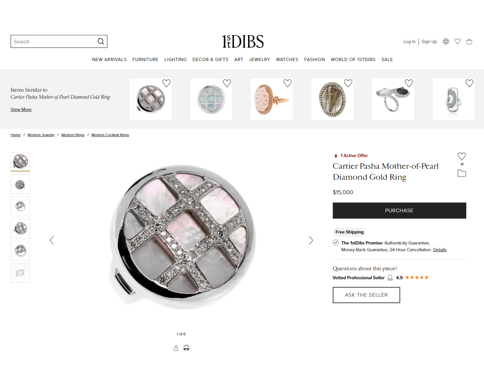 Оригинальное золотое кольцо с бриллиантами 0.40ct Cartier Pasha