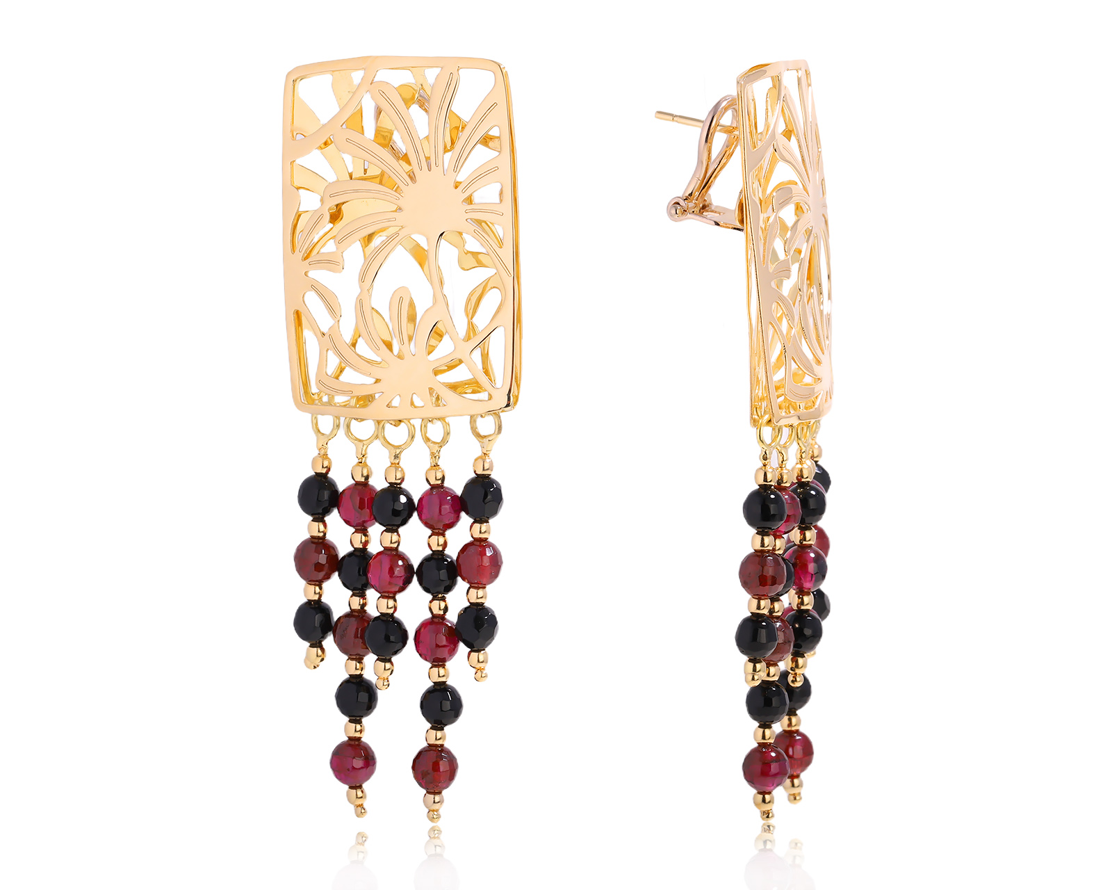 Оригинальные золотые серьги с гранатами 10.80ct Charisma