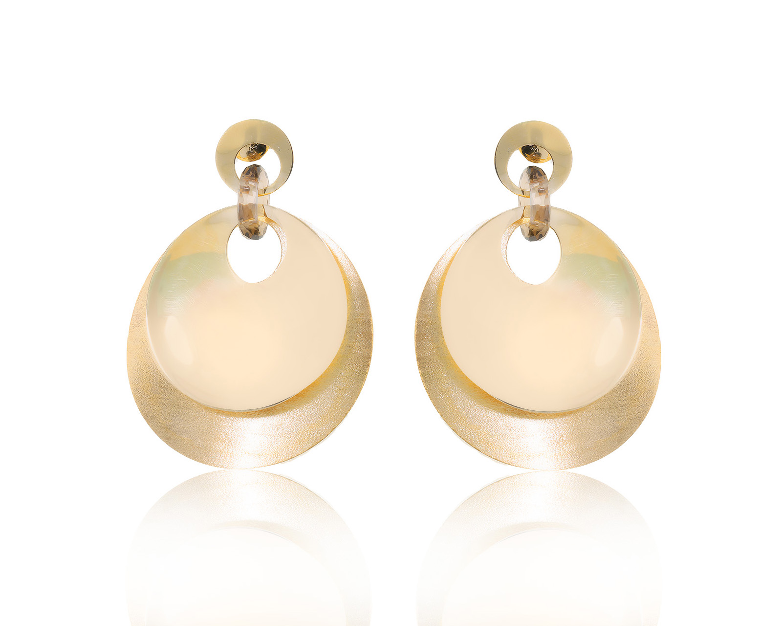 Золотые серьги с дымчатым кварцем 13.45ct 120623/1