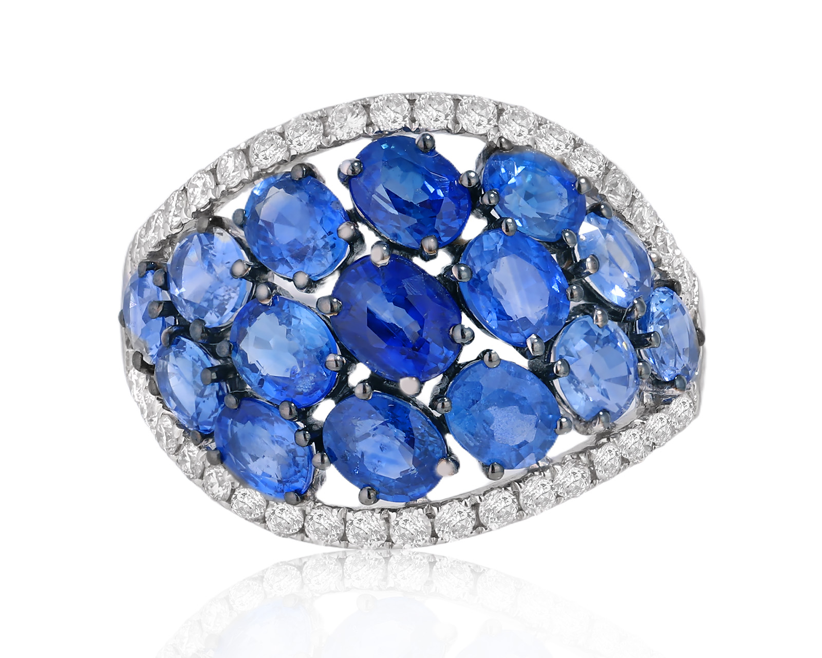 Золотое кольцо с сапфирами 4.90ct и бриллиантами 0.40ct