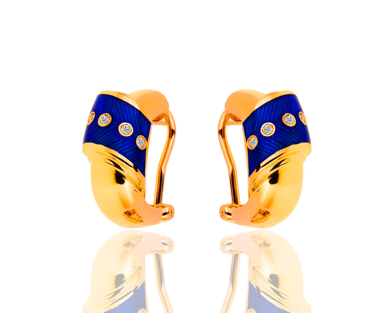 Оригинальные золотые серьги с эмалью и бриллиантами 0.11ct Salvini 210319/4
