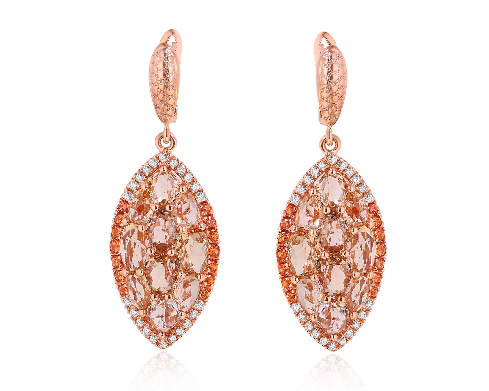 Золотые серьги с цитринами 11.52ct и оранжевыми сапфирами 0.68ct 140225/4