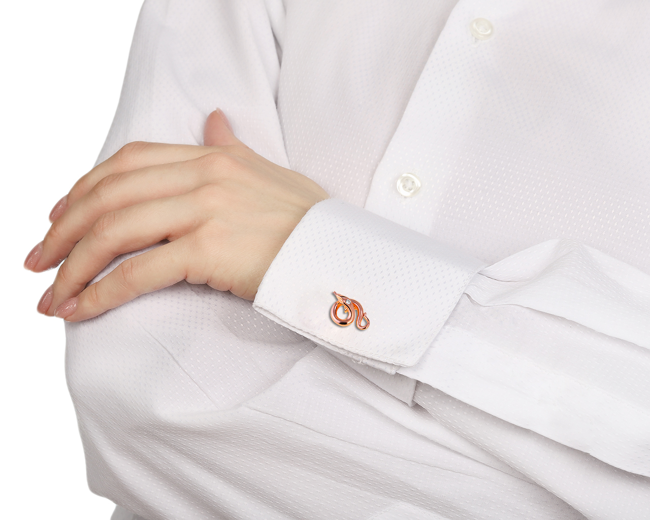 Оригинальные золотые запонки с бриллиантами 0.07ct Boucheron Snake