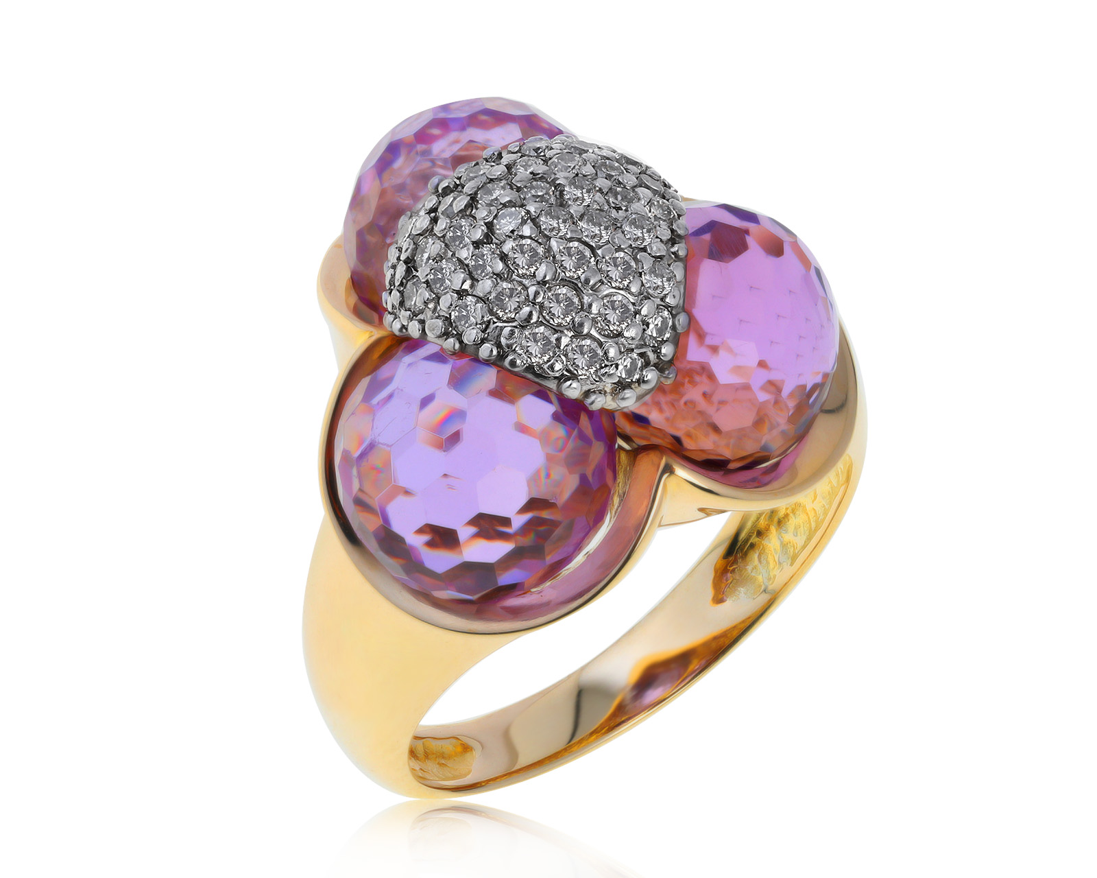 Золотое кольцо с аметистами 12.65ct 130721/КМ6
