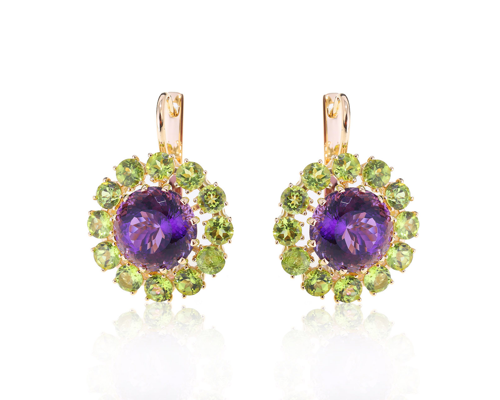 Великолепные золотые серьги с аметистами 12.40ct 140922/3