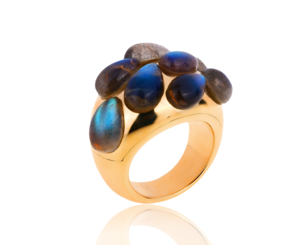 Оригинальное золотое кольцо с лабрадоритами 12.11ct Pomellato