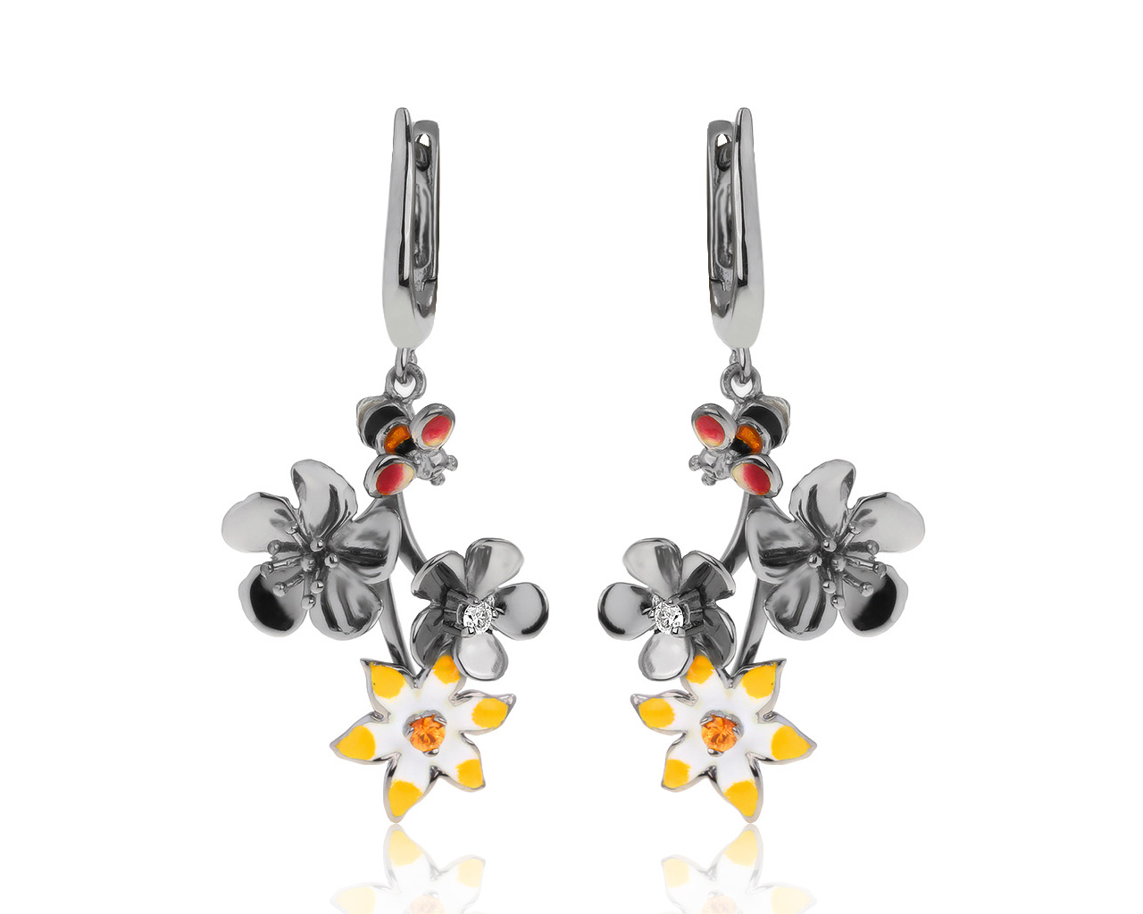 Оригинальные золотые серьги с сапфирами 0.08ct Roberto Bravo Global Warming 280421/2