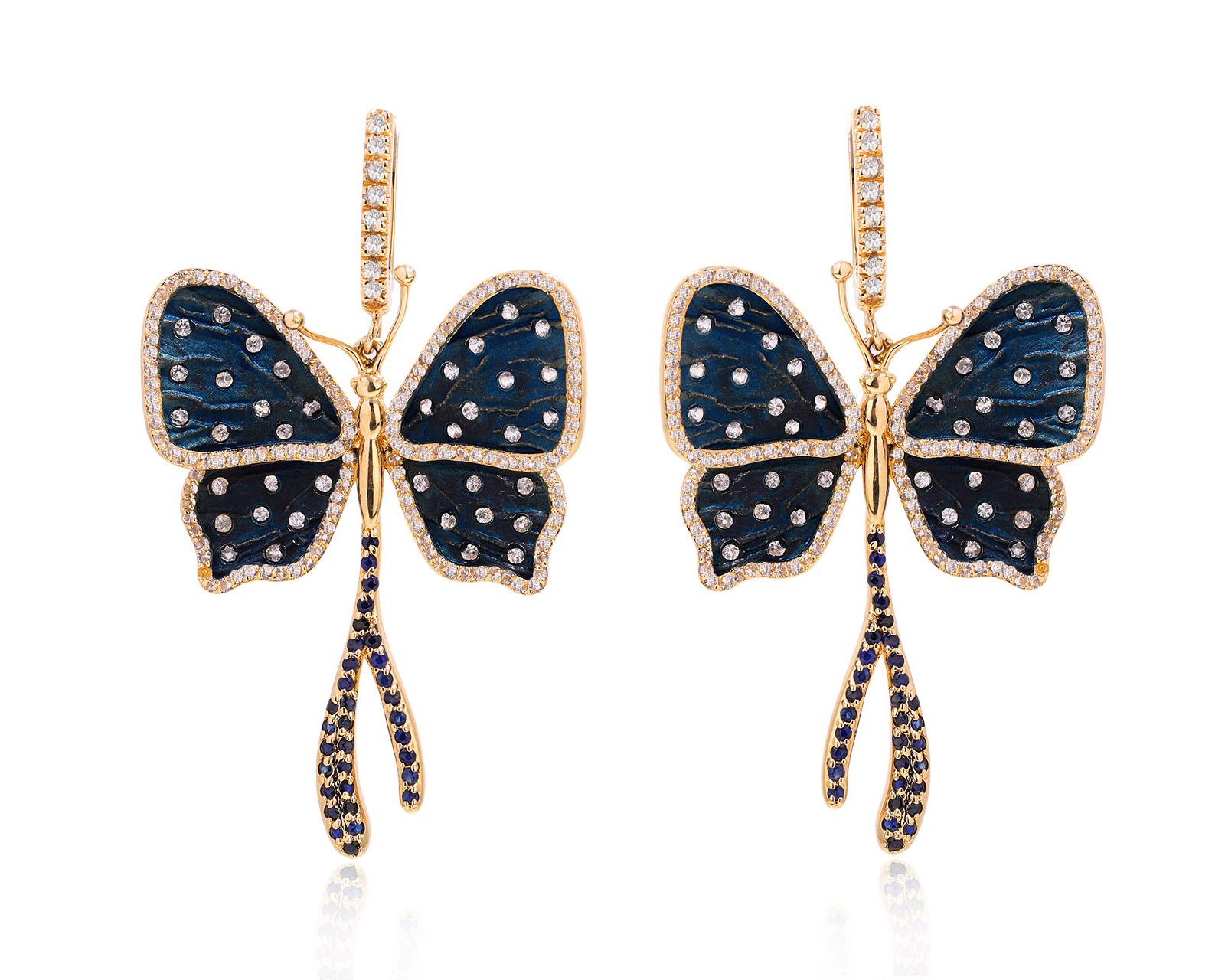 Оригинальные золотые серьги с лейкосапфирами 2.30ct Roberto Bravo Capri Azzurra 181224/21