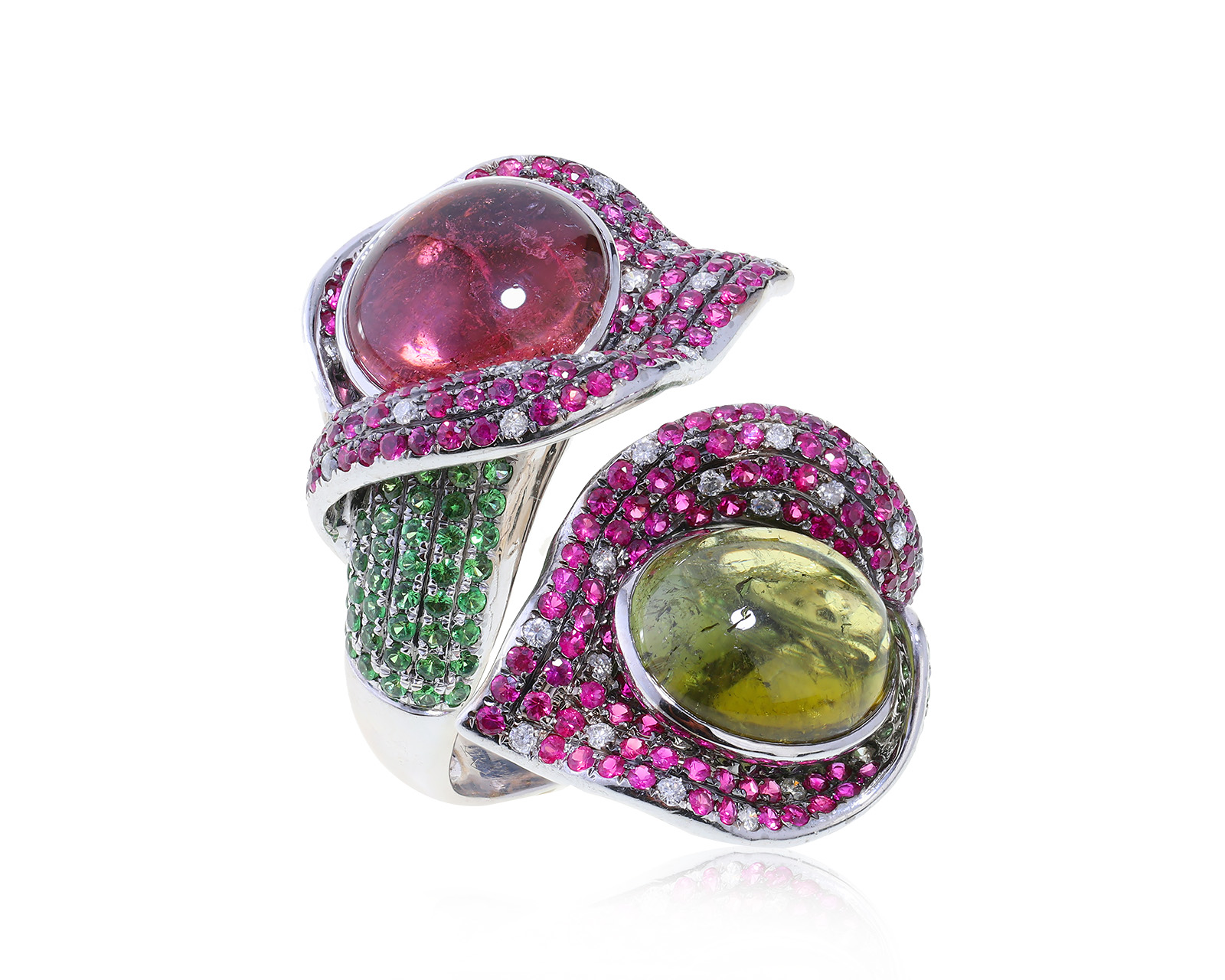 Золотое кольцо с цветными камнями 16.35ct и бриллиантами 0.45ct 240523/7