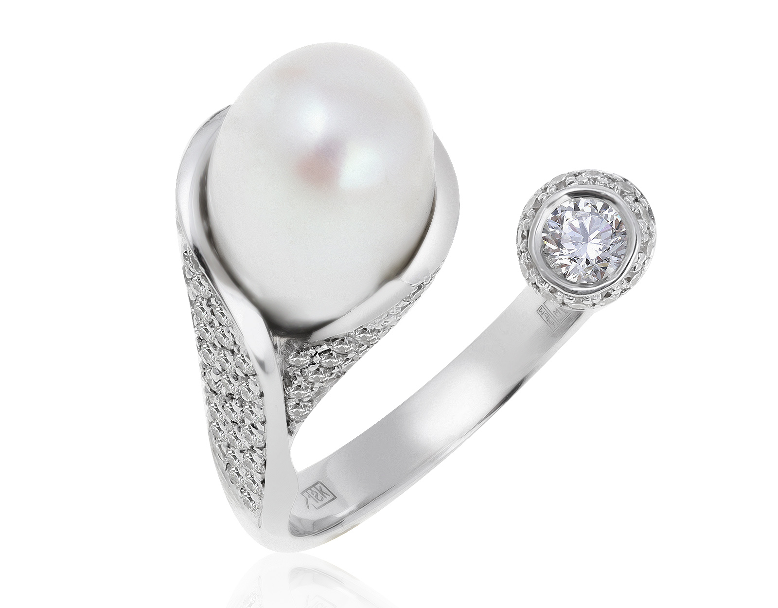 Изумительное золотое кольцо с жемчугом 8.60 мм 210621/4