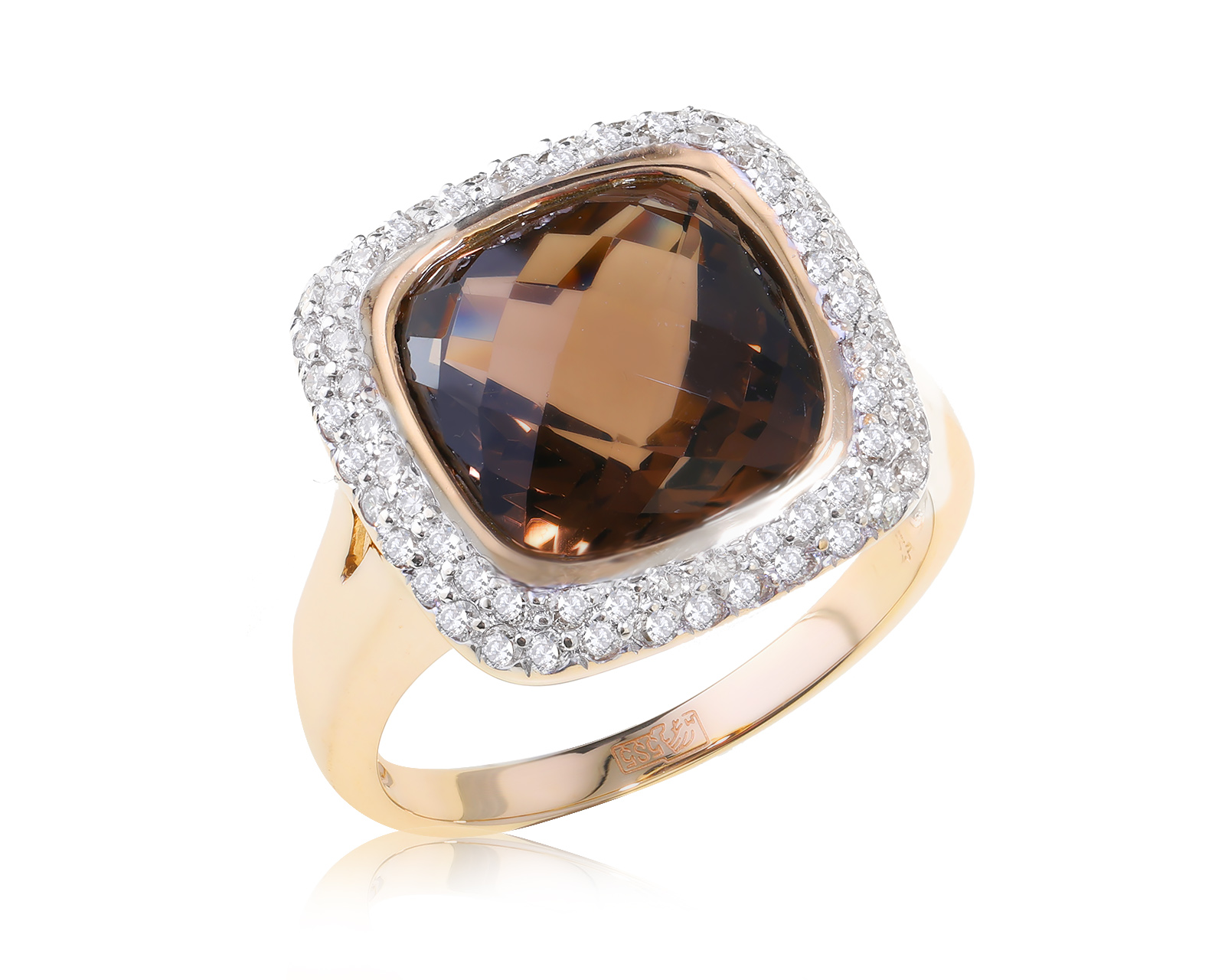 Золотое кольцо с дымчатым кварцем 8.00ct 190224/20