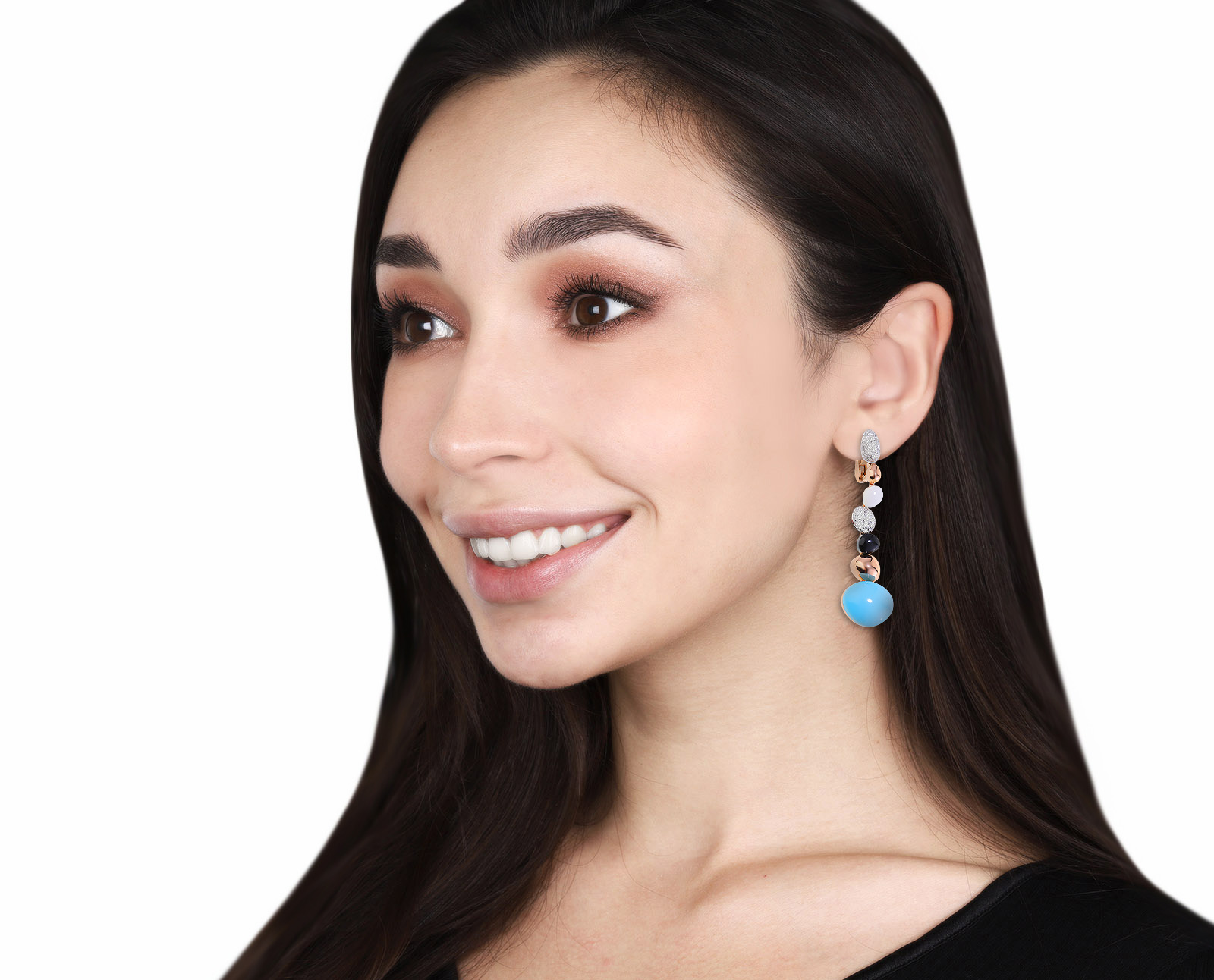 Оригинальные золотые серьги с цветными камнями 17.24ct Roberto Coin Ikebana