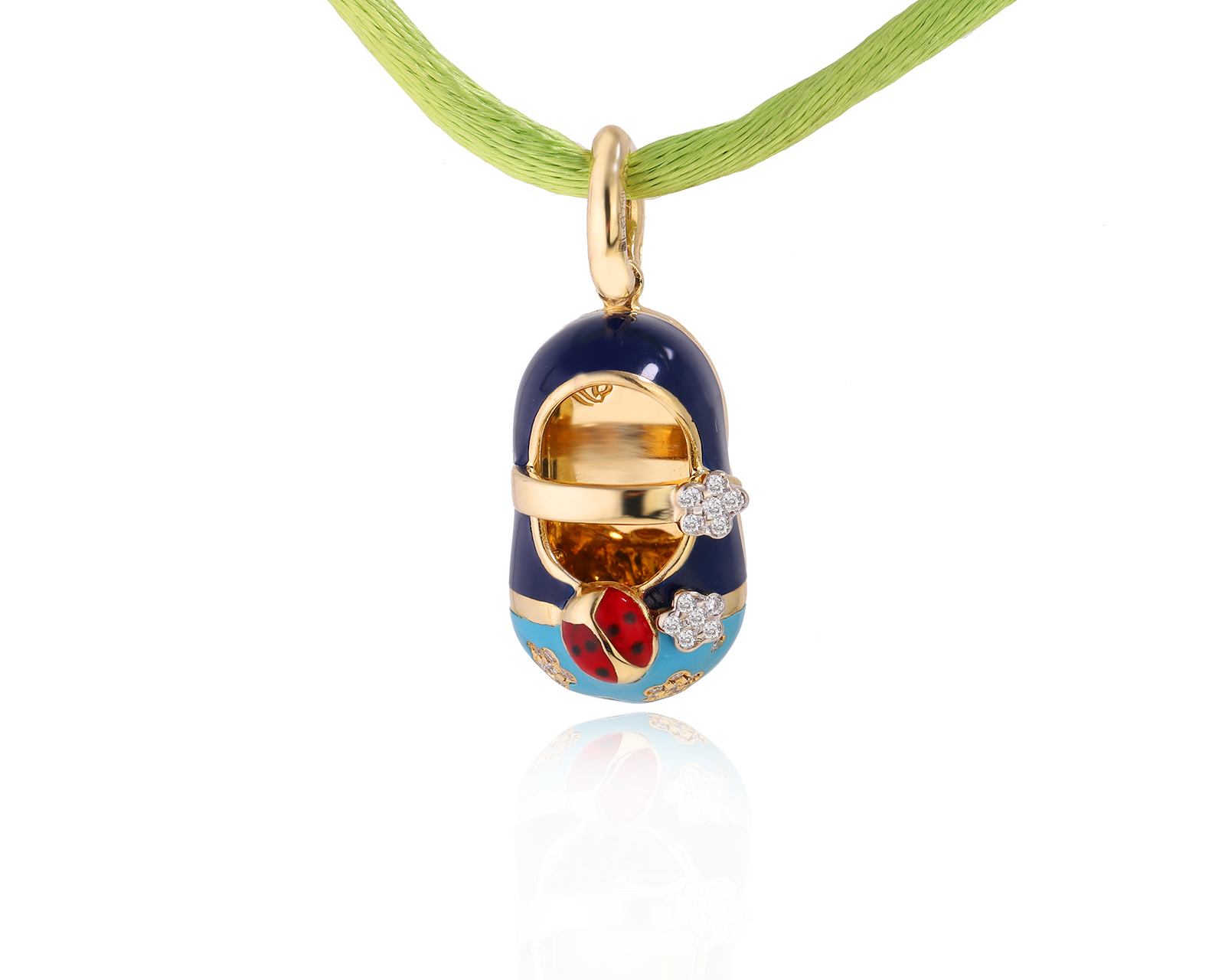 Оригинальный золотой кулон с эмалью Aaron Basha Love Bug 180825/1