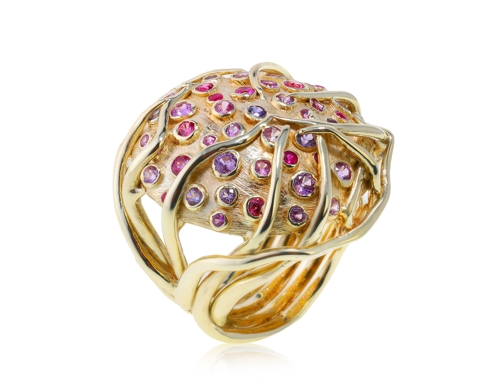 Оригинальное золотое кольцо с сапфирами 2.90ct German Kabirski