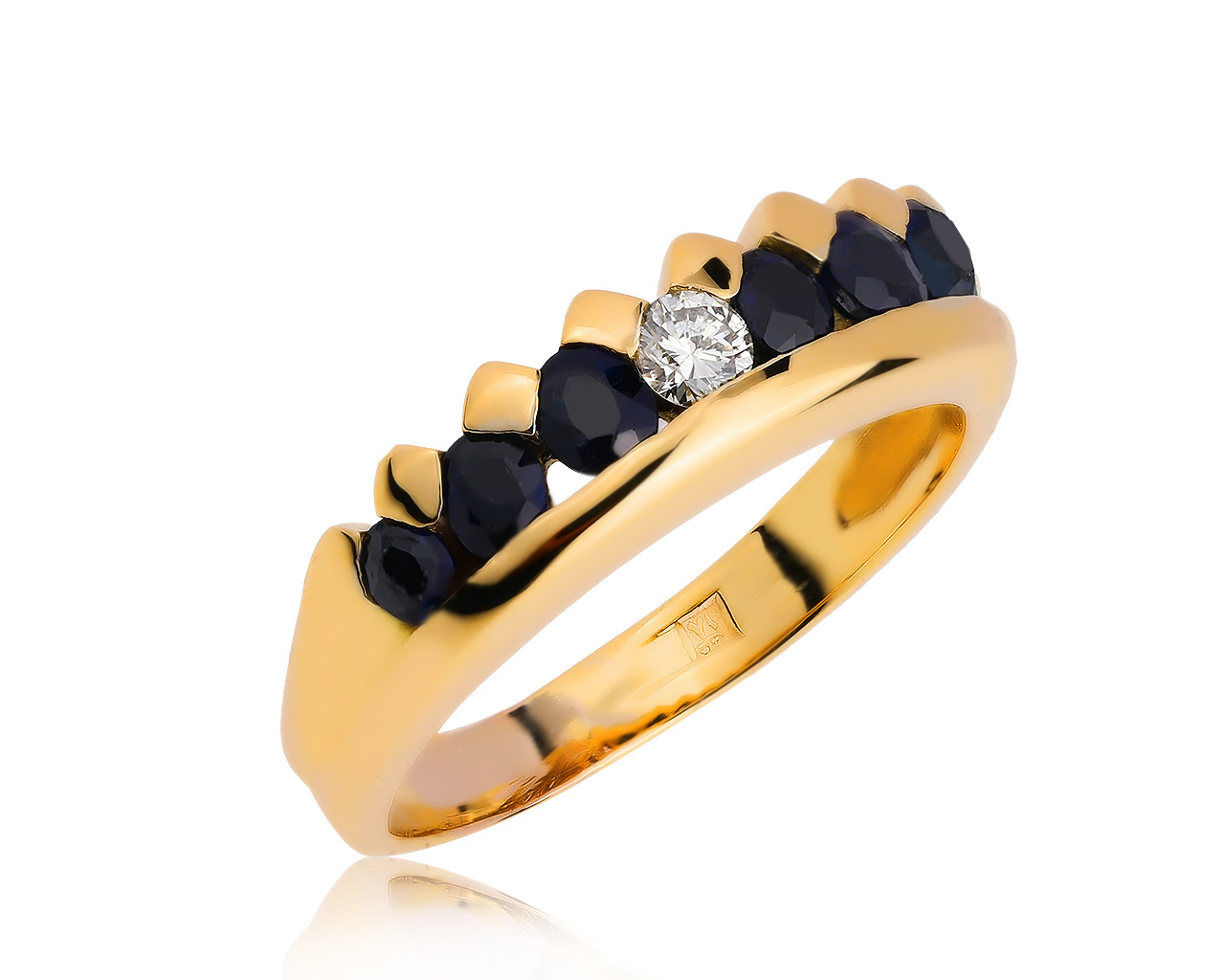 Изысканное золотое кольцо с сапфирами 0.71ct 160920/2