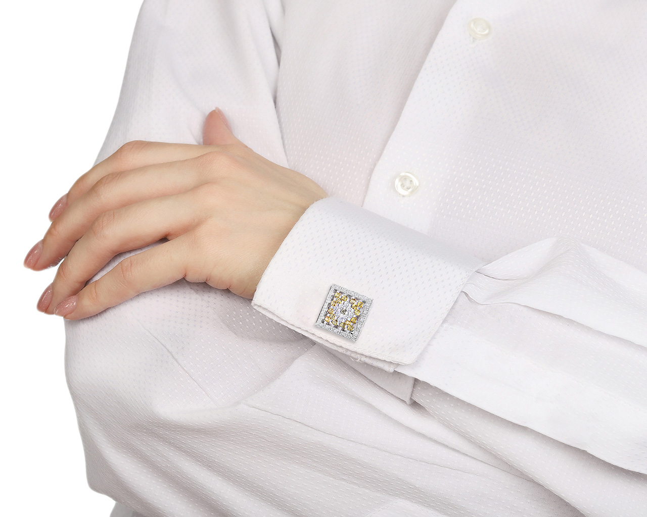 Оригинальные золотые запонки с сапфирами 2.26ct Wenger