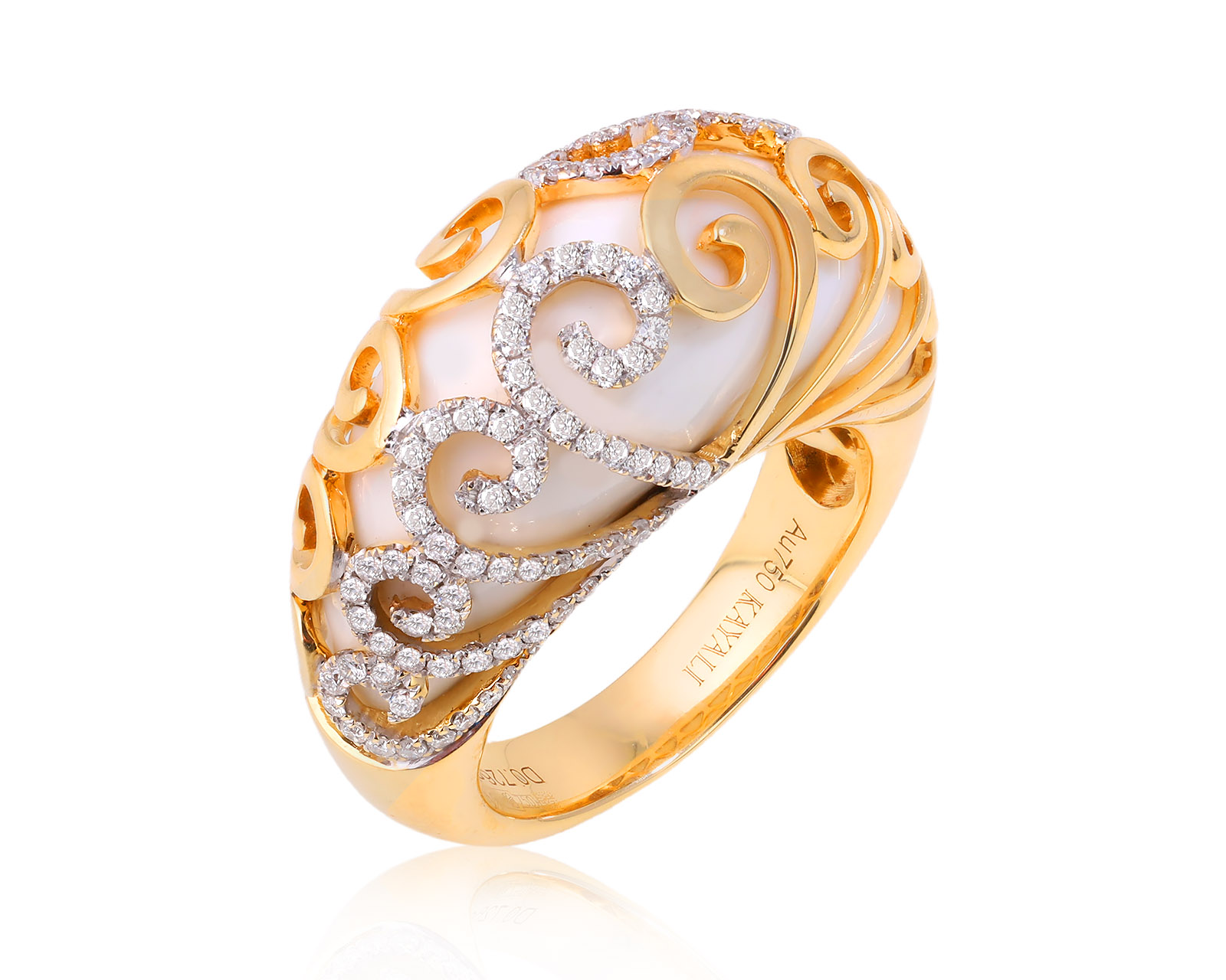 Оригинальное золотое кольцо с белым ониксом 14.00ct Kayaly 010325/4