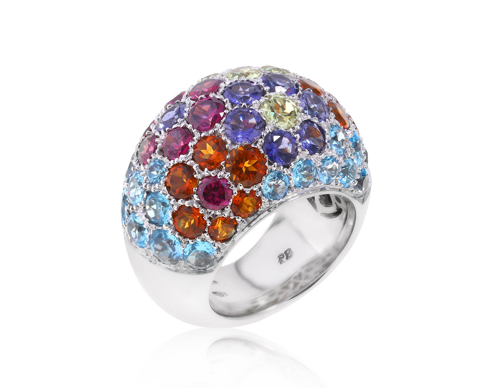 Оригинальное золотое кольцо с цветными камнями 10.22ct Pasquale Bruni Multistone Cocktail 260922/21