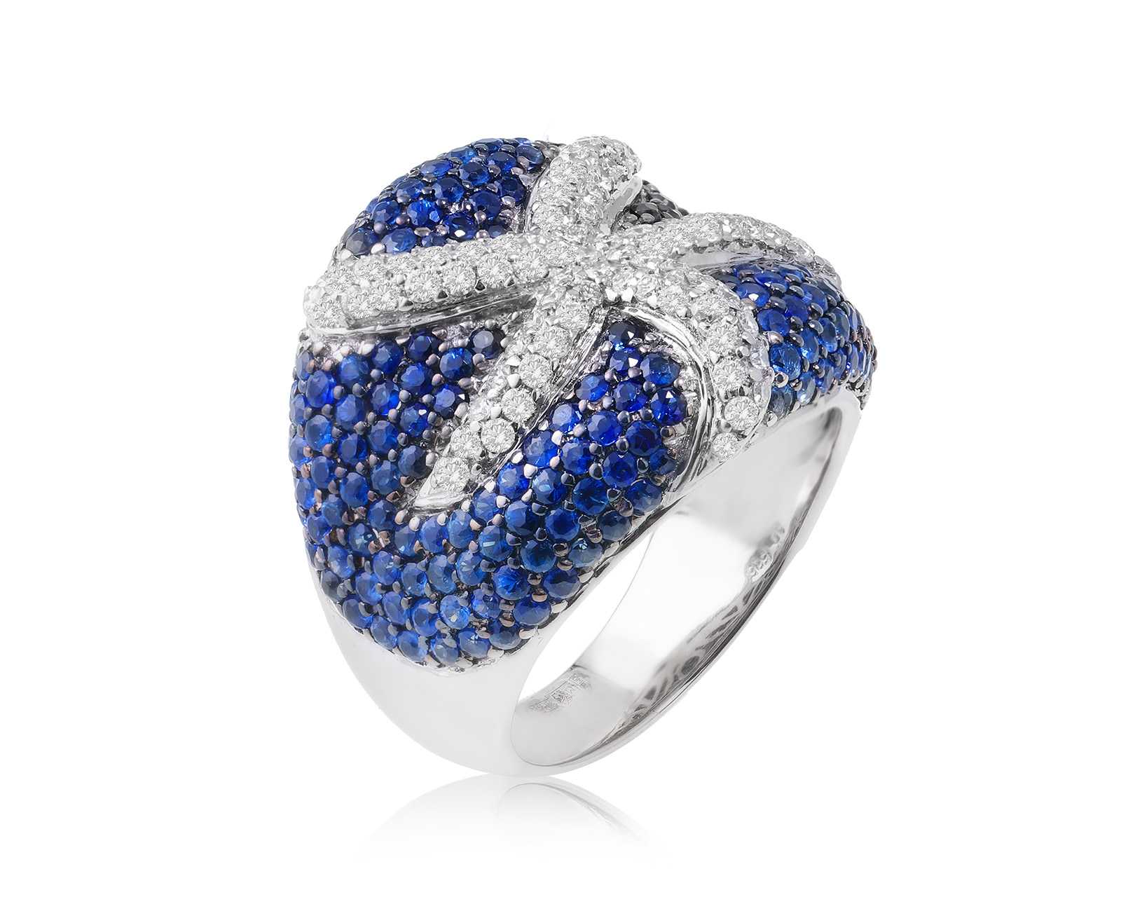 Золотое кольцо с сапфирами 2.97ct и бриллиантами 0.79ct 030324/9