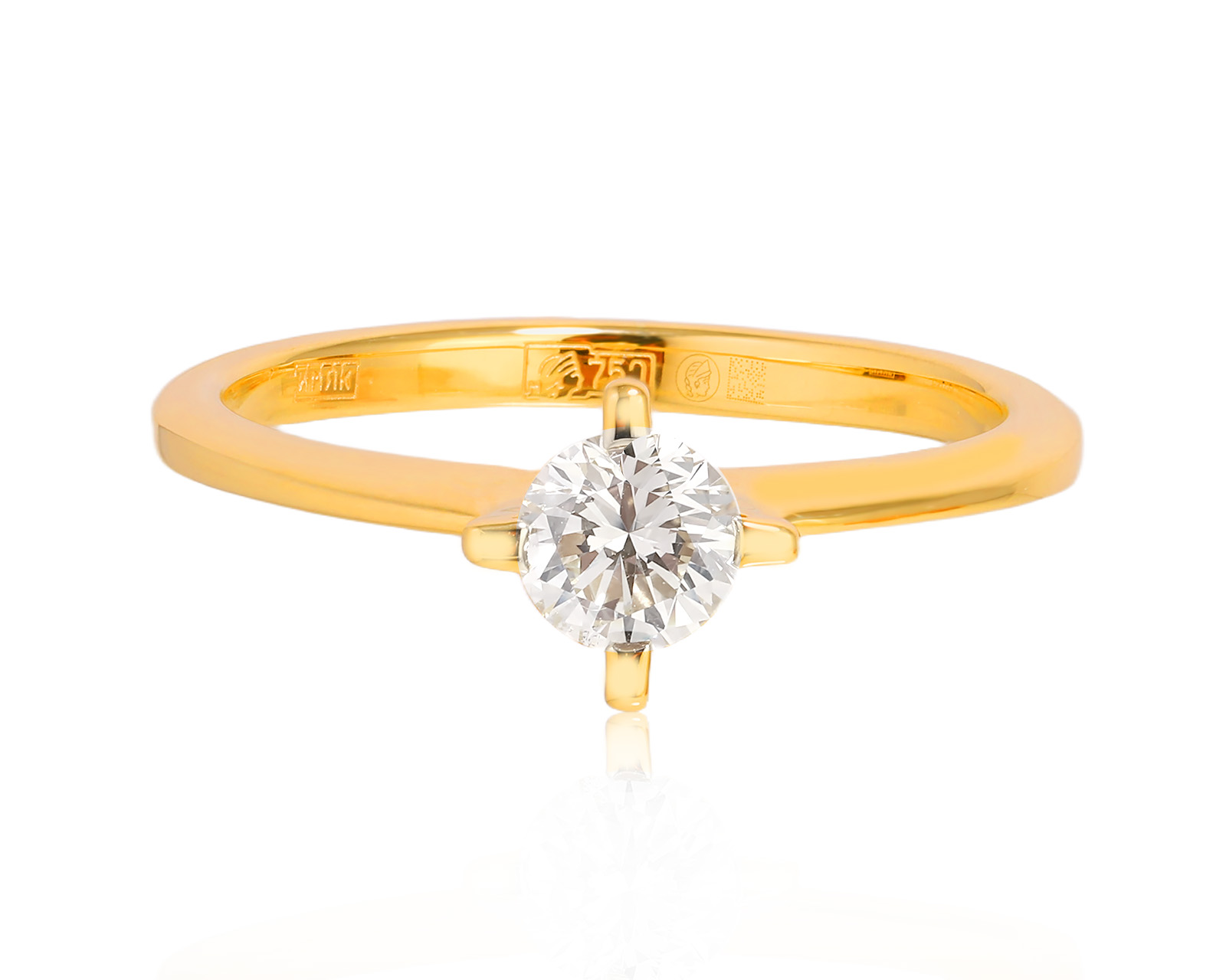 Золотое кольцо с бриллиантом 0.36ct