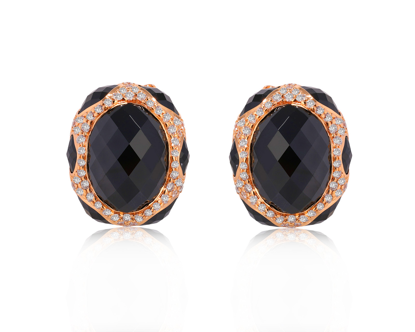 Оригинальные золотые серьги с ониксом 37.89ct Belle Bague (GIM) 211025/7