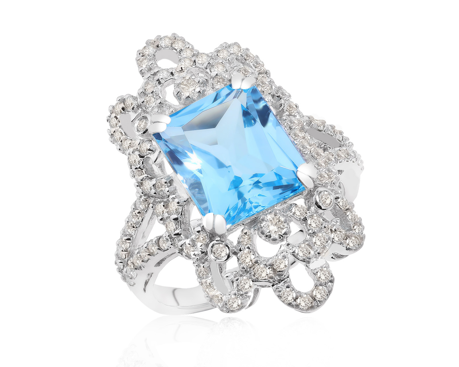 Золотое кольцо с топазом 6.40ct и бриллиантами 1.22ct