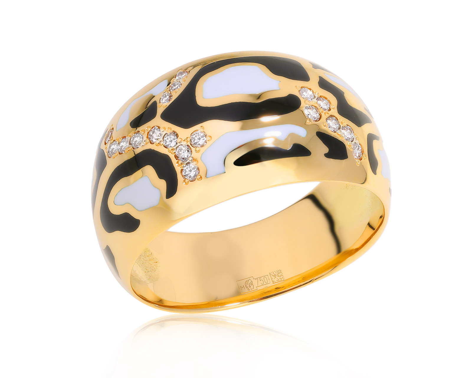 Золотое кольцо с эмалью и бриллиантами 0.09ct 251024/7