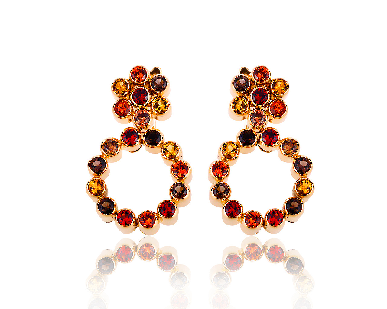 Оригинальные золотые серьги с цветными камнями De Grissogono 100919/5