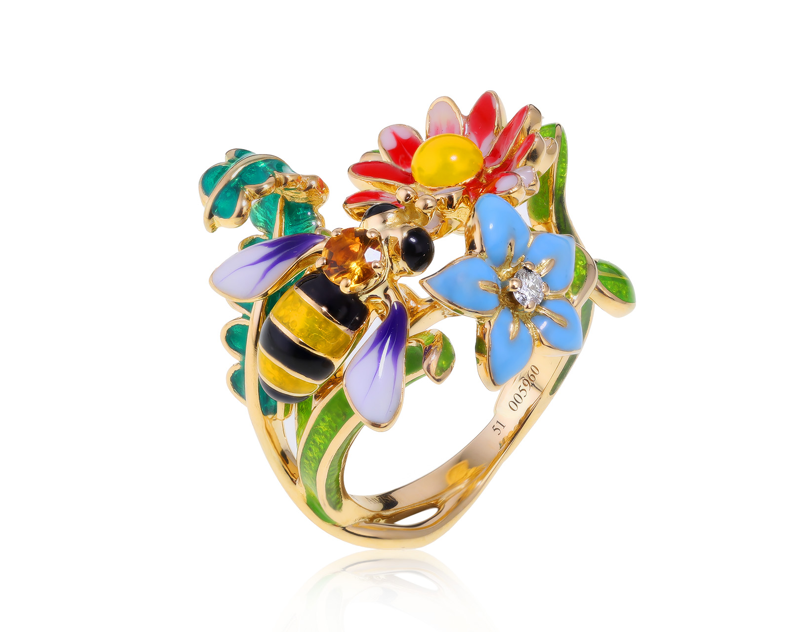 Оригинальное золотое кольцо с эмалью Dior Diorette 200522/18