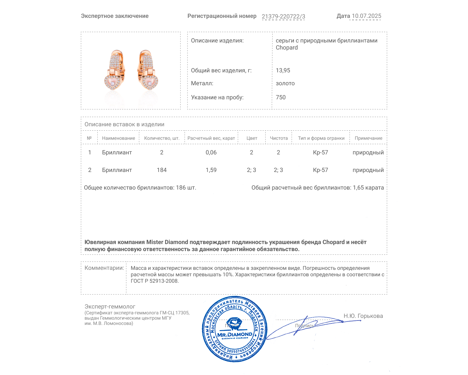 Оригинальные золотые серьги с бриллиантами 1.65ct Chopard Happy Diamonds