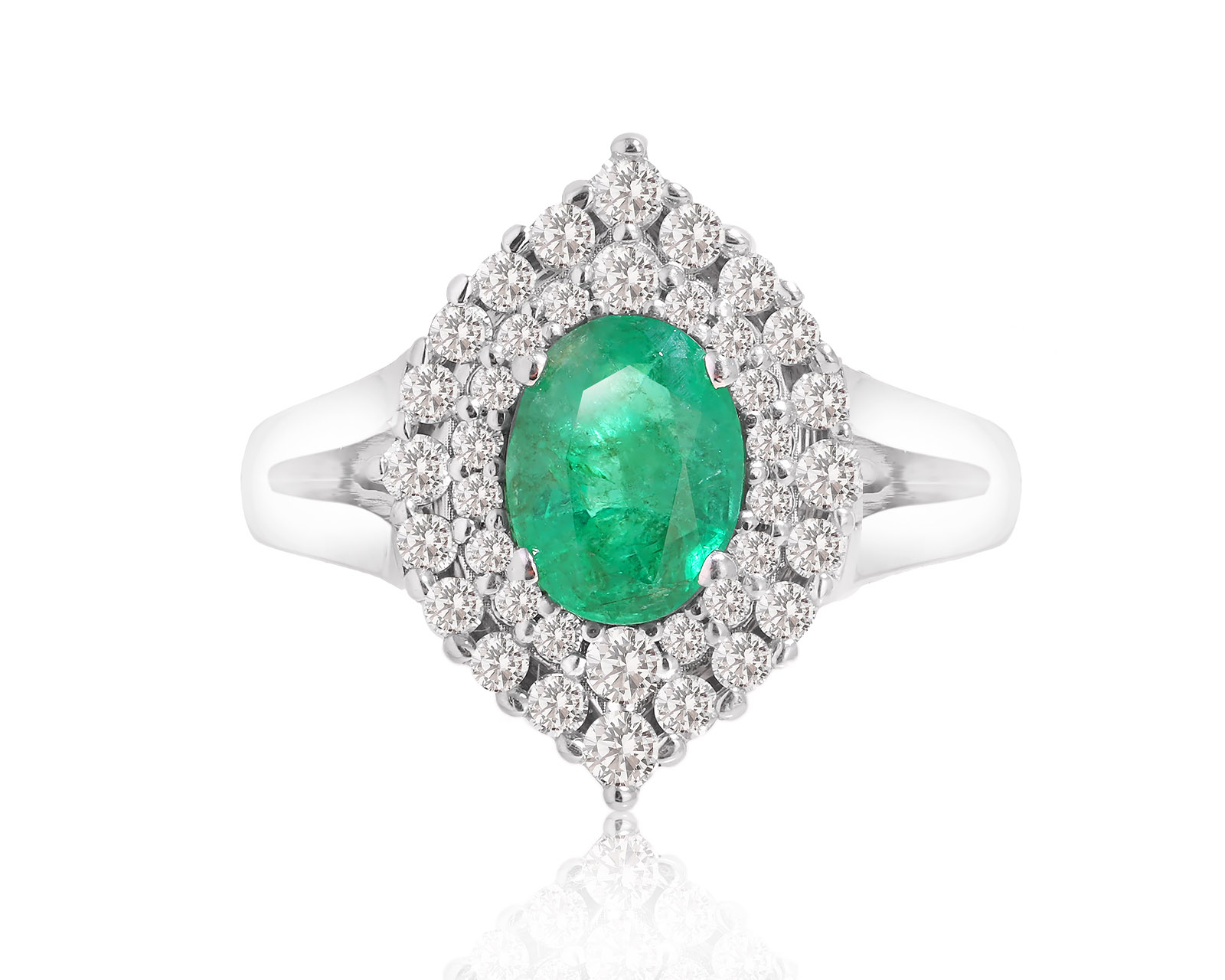 Золотое кольцо с изумрудом 1.10ct и бриллиантами 0.56ct 190225/6