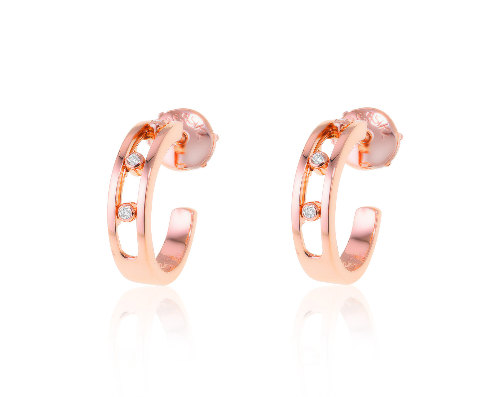 Оригинальные золотые серьги с бриллиантами 0.09ct Messika Move Classique