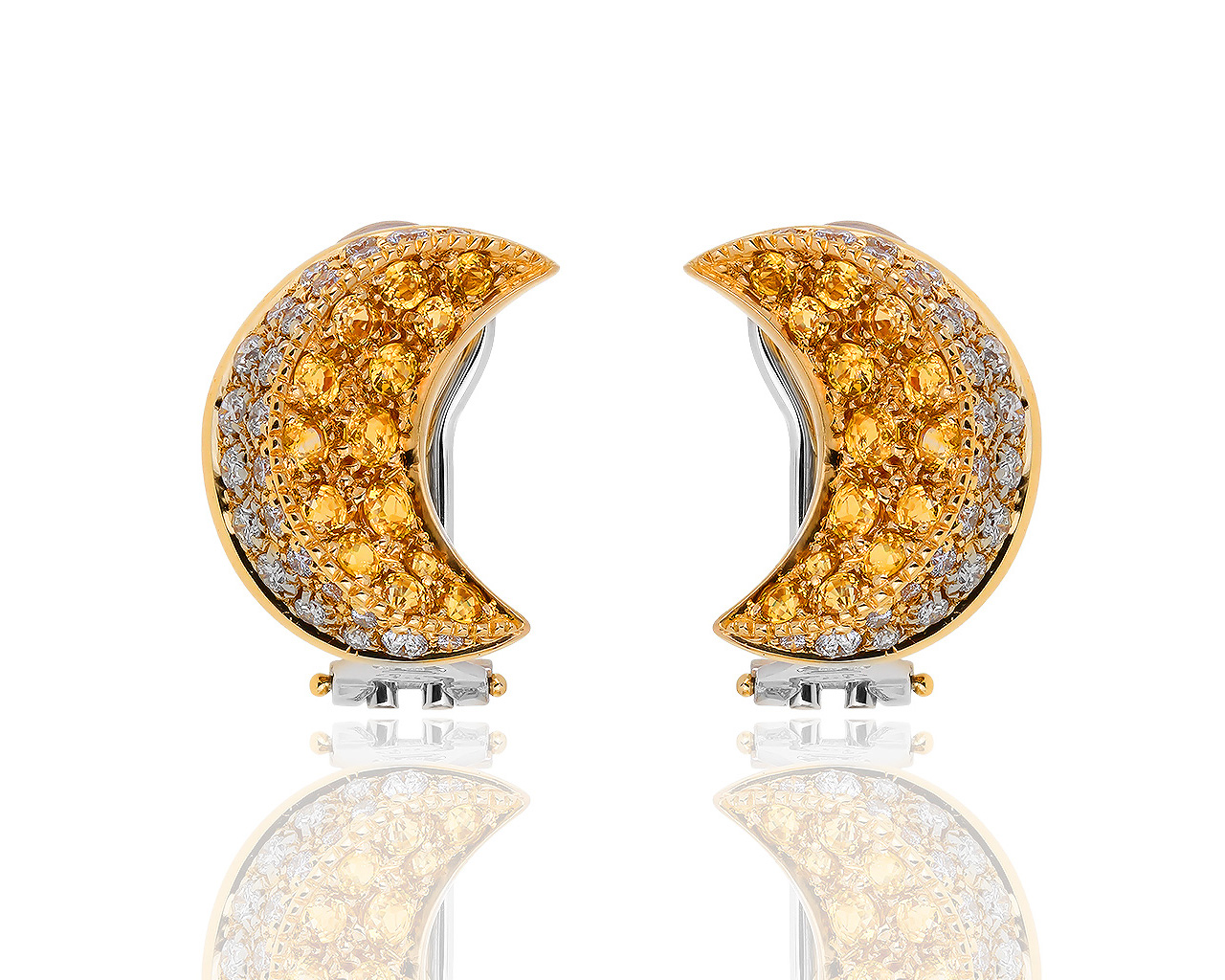 Оригинальные золотые серьги с желтыми сапфирами и бриллиантами 1.70ct Salavetti 081118/5