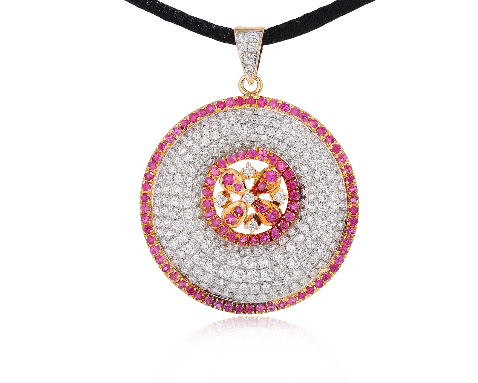 Золотой кулон с сапфирами 1.80ct и бриллиантами 2.25ct