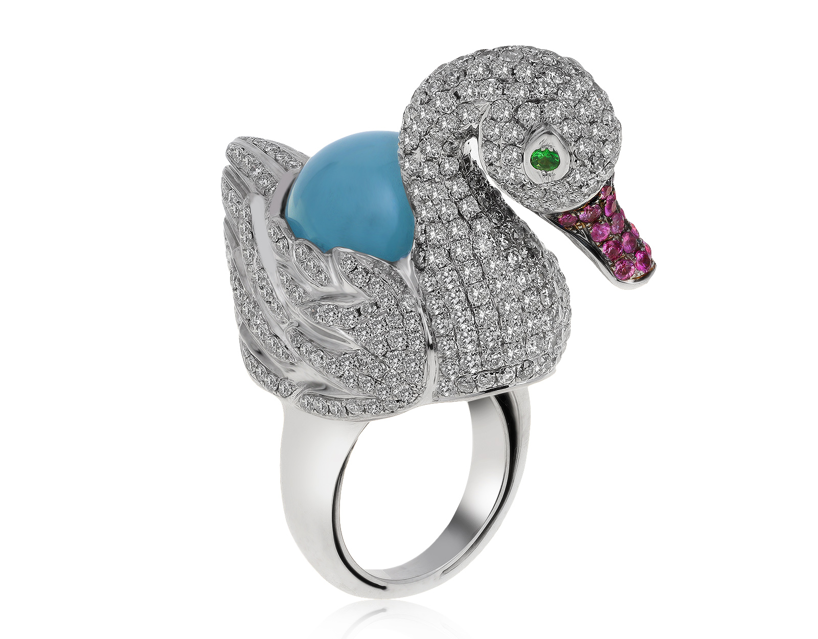 Шикарное золотое кольцо с голубым халцедоном 15.20ct 230621/КМ5