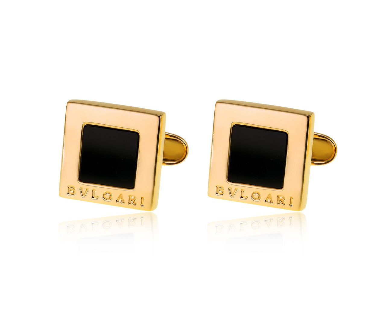 Оригинальные золотые запонки с ониксом Bvlgari 240121/6