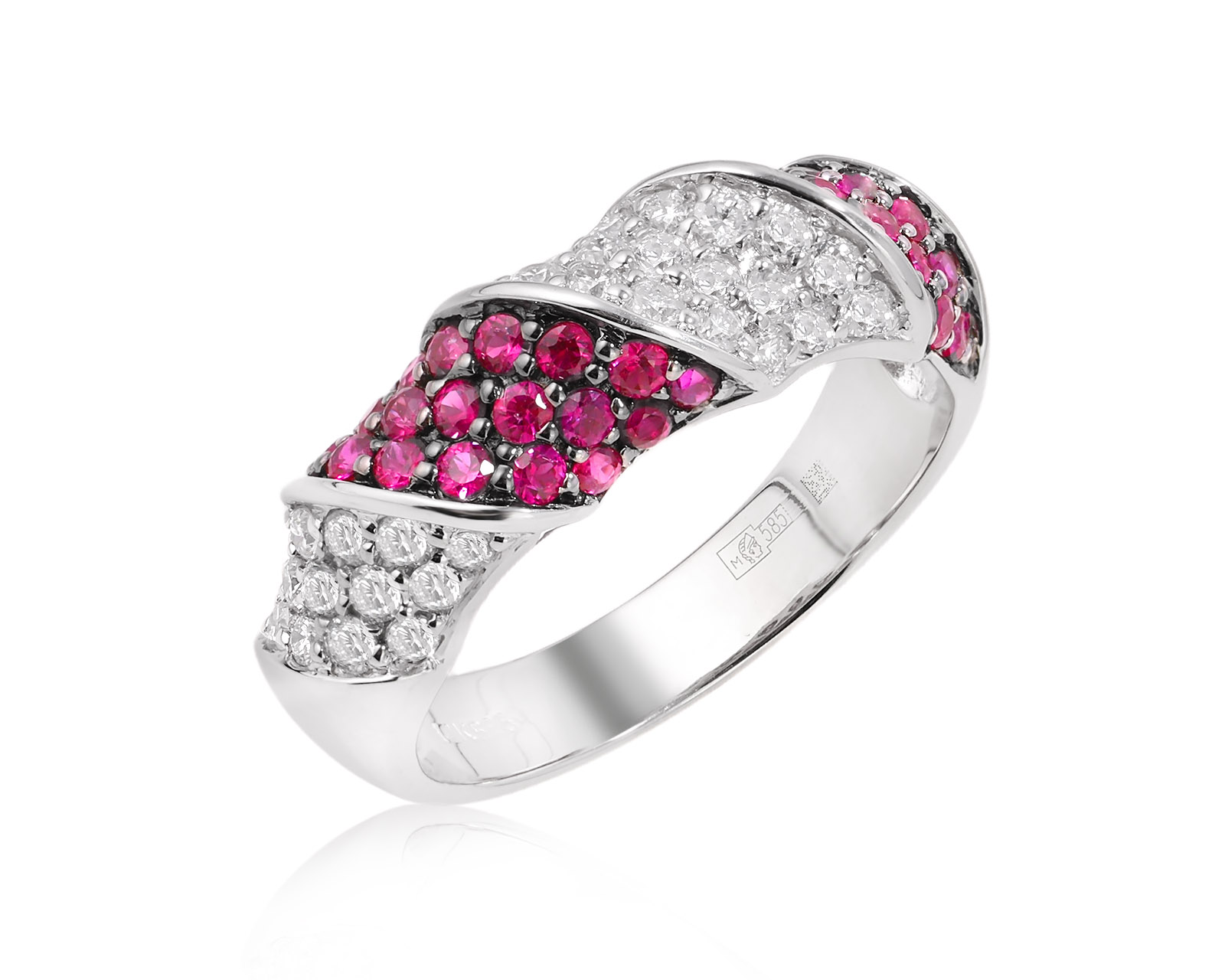 Золотое кольцо с рубинами 0.61ct и бриллиантами 0.49ct 251025/1