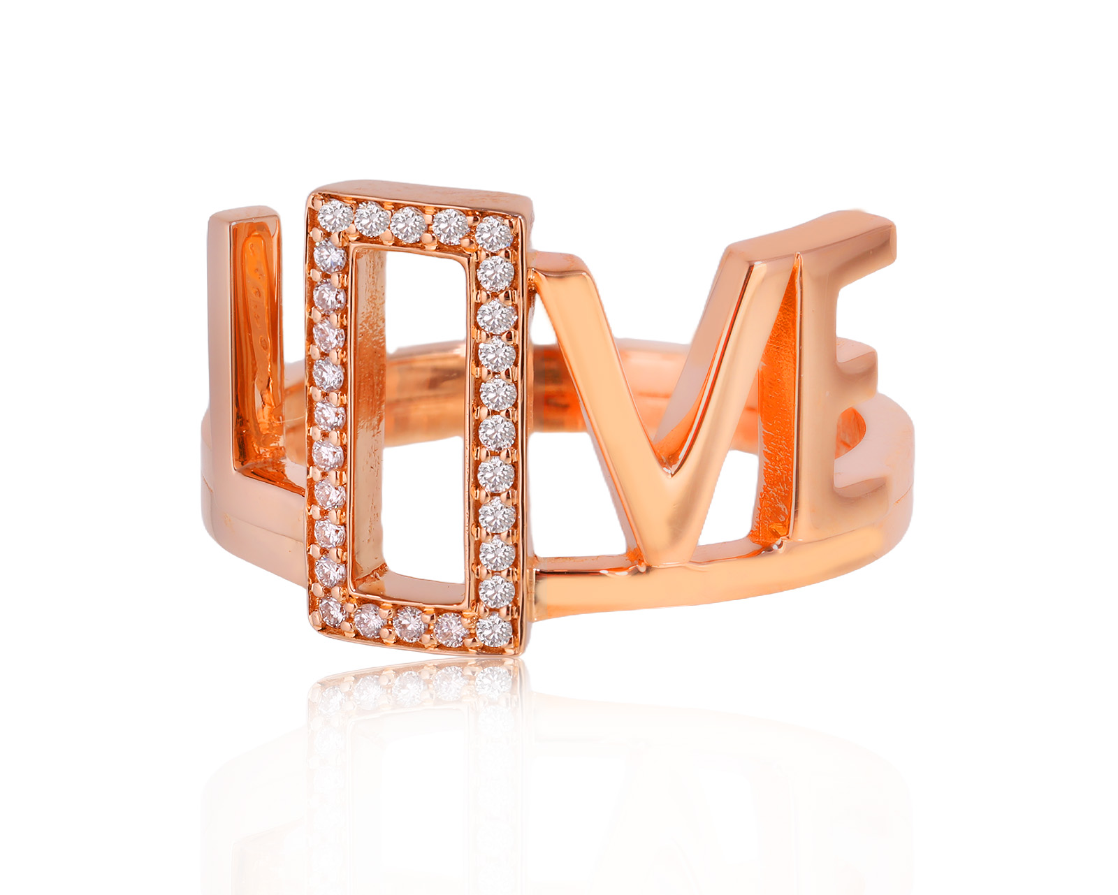 Оригинальное золотое кольцо с бриллиантами 0.13ct Roberto Bravo Love