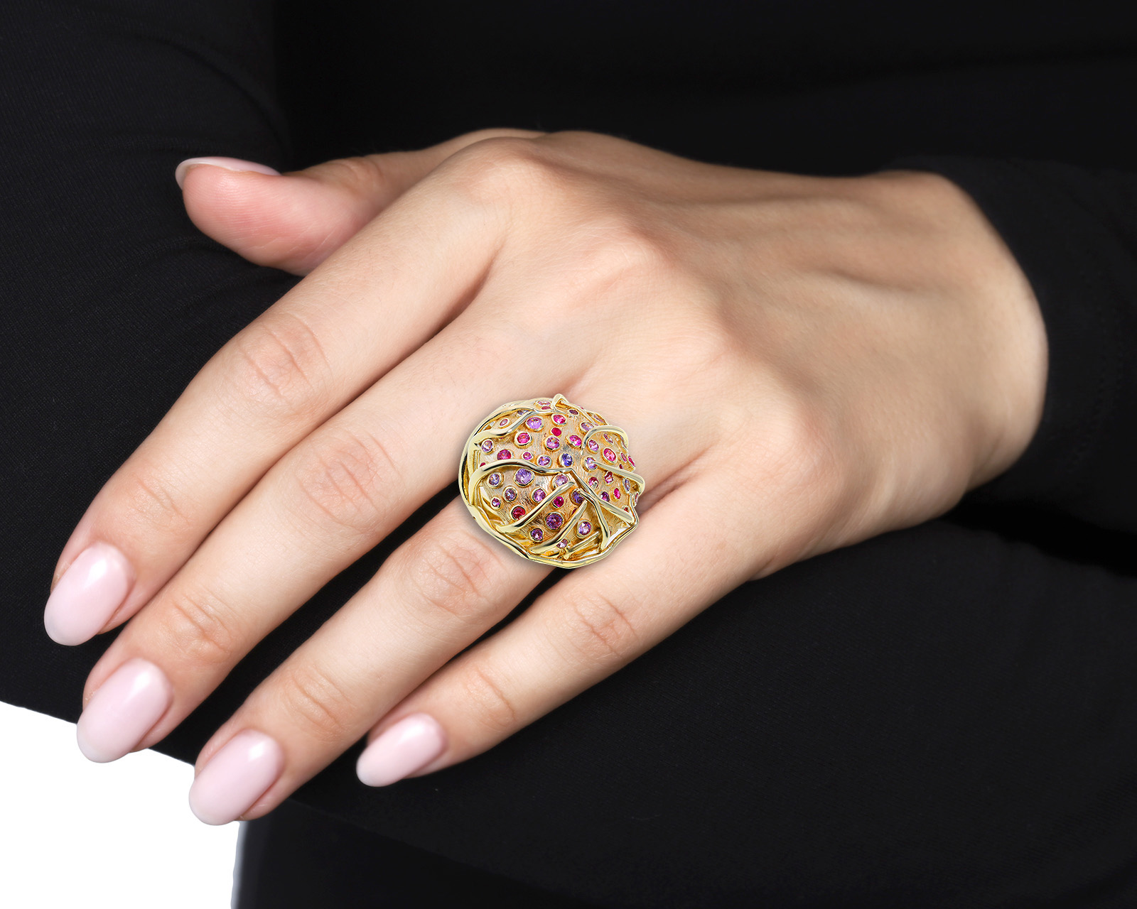 Оригинальное золотое кольцо с сапфирами 2.90ct German Kabirski